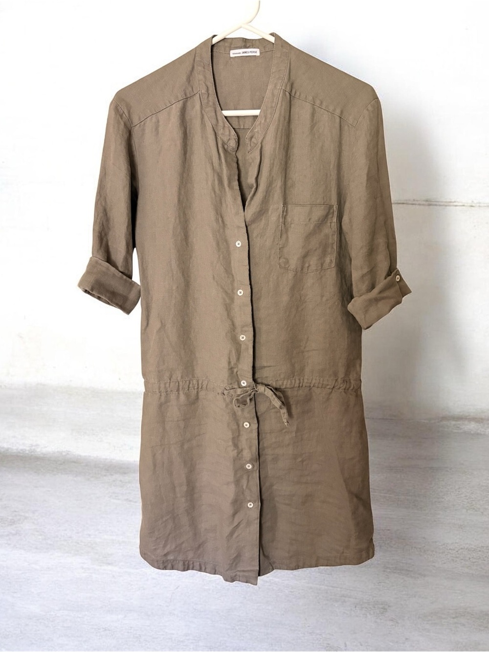 James Perse Taupe Button-Down Linen Tunic